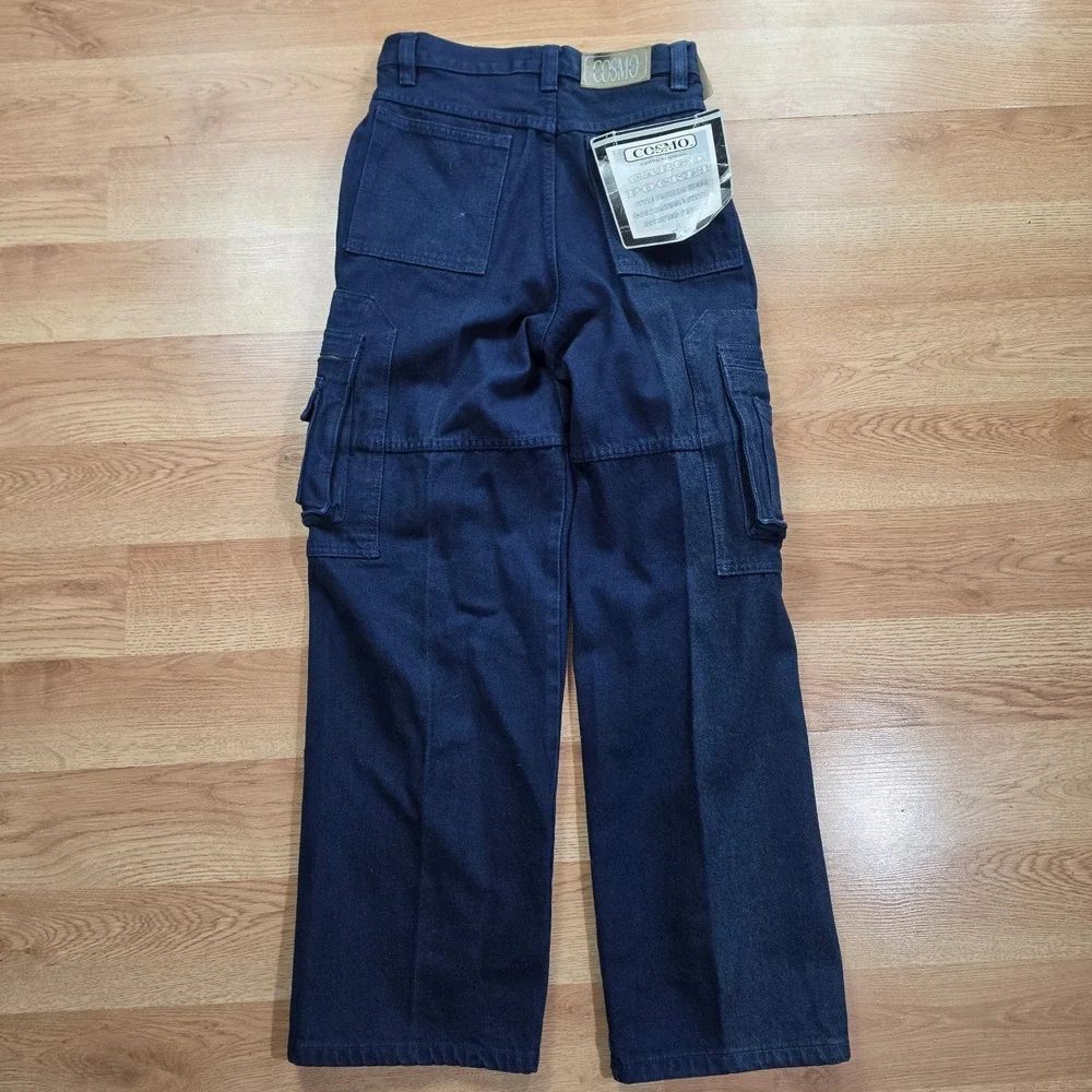 Cosmo Jeans Cargo Pants Boys 12 1030B Baggy Wide Leg Denim Indigo Blue NWT 90s